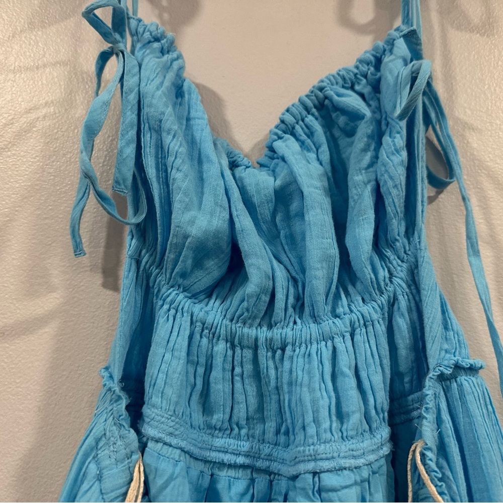 Free People Taking Sides Maxi Dress in Splash Blue XL - Picture 7 of 10